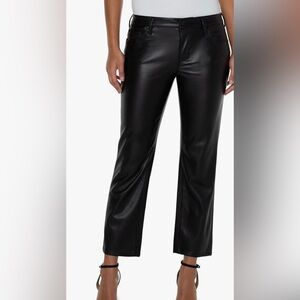 NWT Liverpool Kennedy Black Crop Straight Faux Leather Pants Black Size 14/32